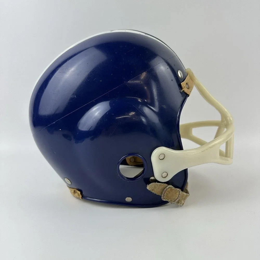 Vintage Franklin football helmet blue HM 8 Jim Patton autographed model Leather